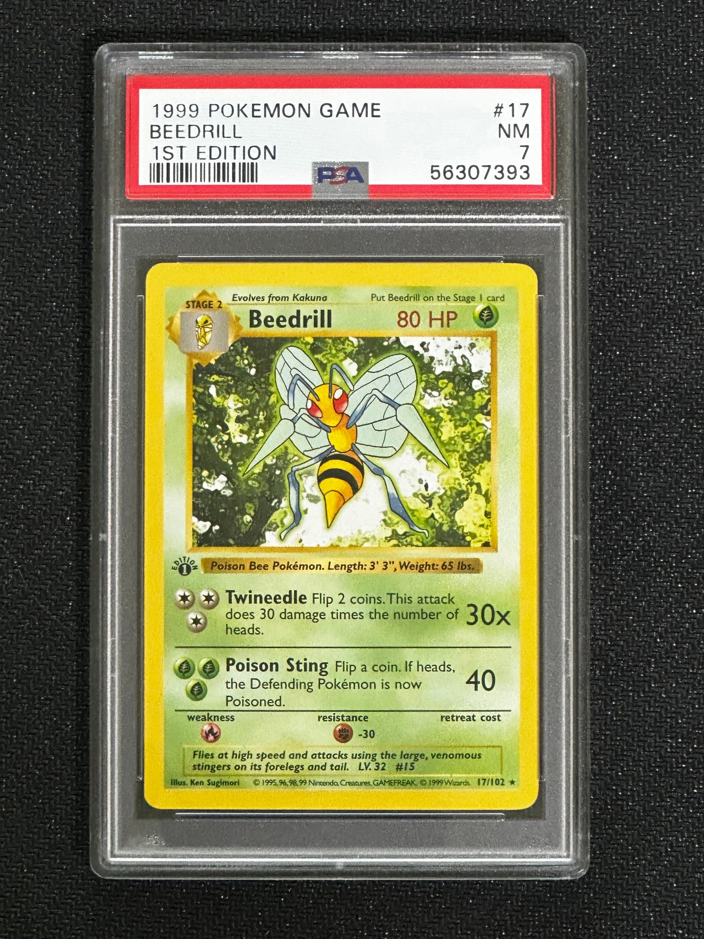 PSA 7,  Vintage Beedrill 1st Edition Shadowless #17/102