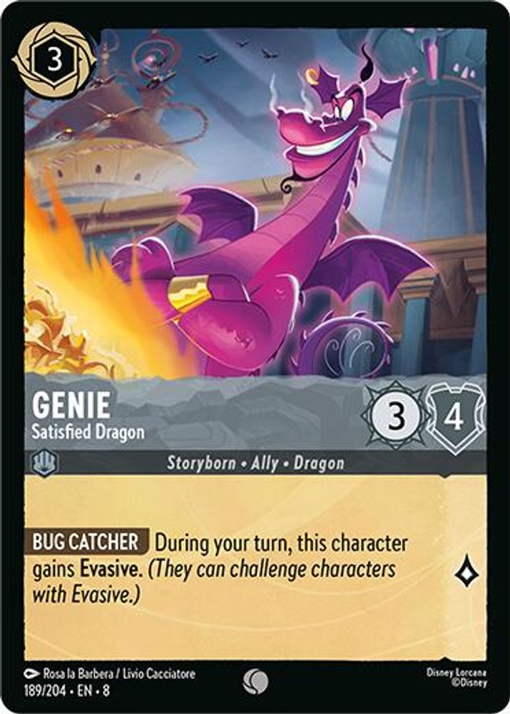 Genie - Satisfied Dragon 189/204 Common Reign of Jafar Lorcana Near Mint