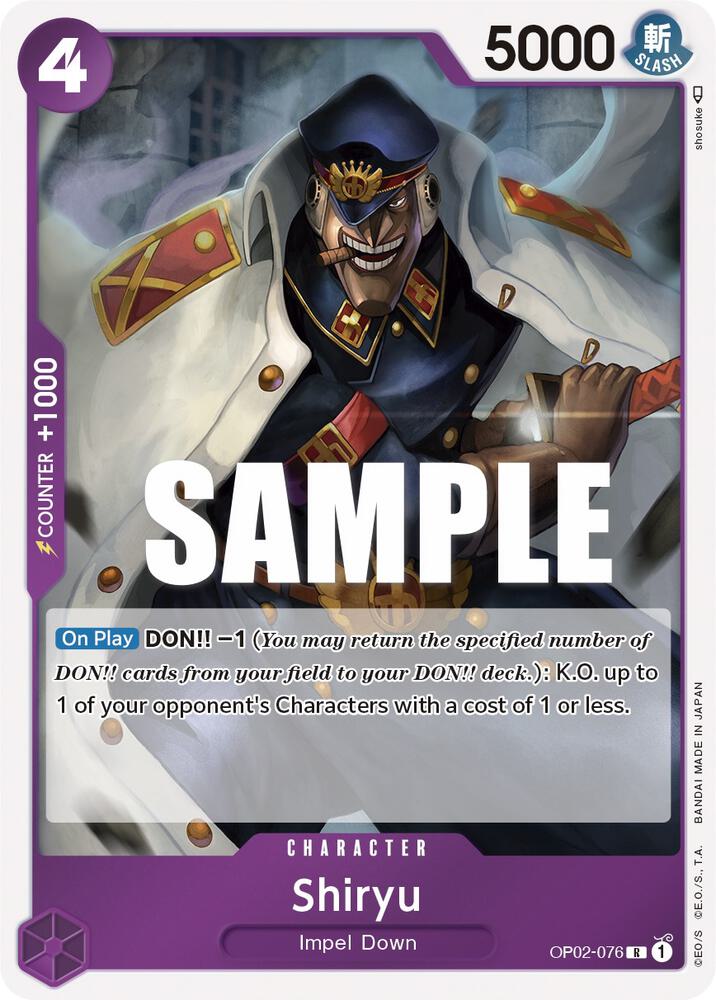 Shiryu OP02-076 Rare Paramount War One Piece Foil Near Mint