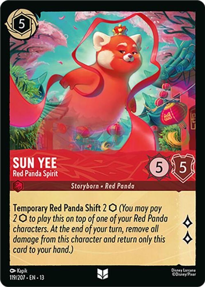 Sun Yee - Red Panda Spirit 119/204 Uncommon Attack of the Vine! Lorcana NM