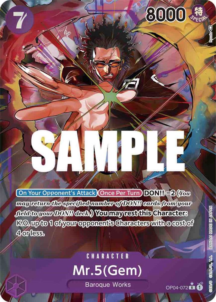 Mr.5 (Gem) (Alternate Art) OP04-072 Rare Kingdoms of Intrigue One Piece Foil NM