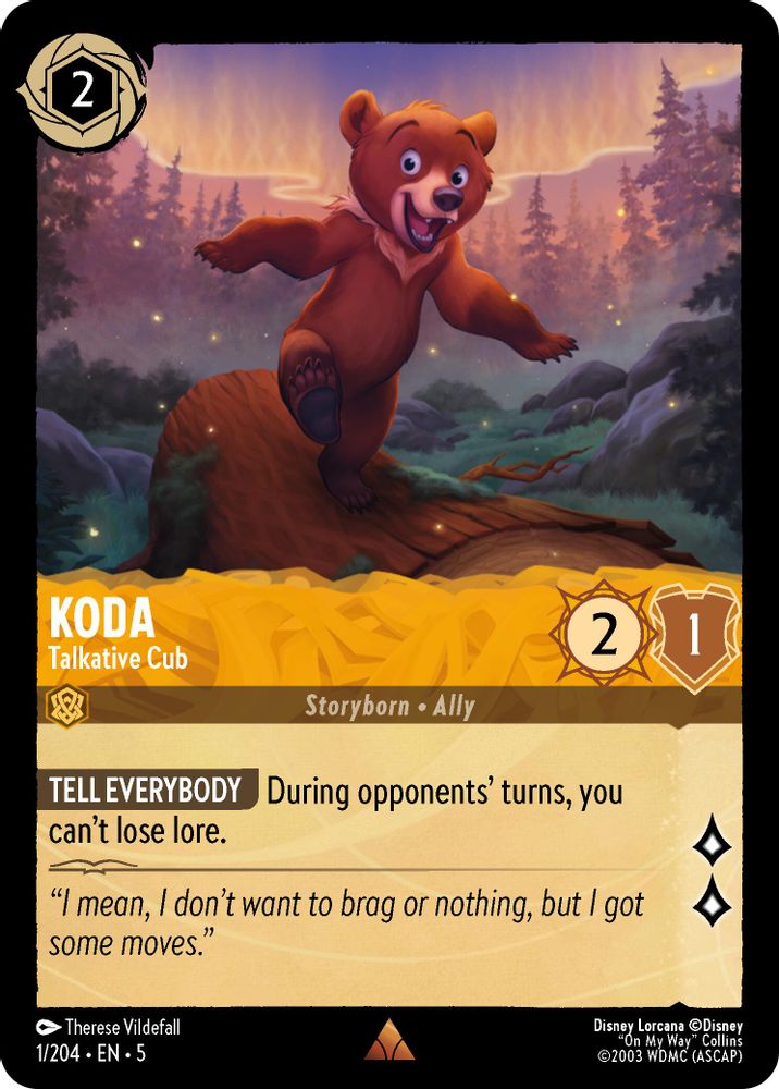 Koda - Talkative Cub 1/204 Rare Shimmering Skies Lorcana Near Mint