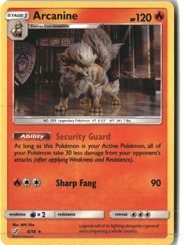 Arcanine 6/18 Rare Detective Pikachu Pokemon Holo Near Mint