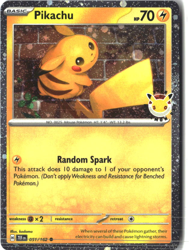 Pikachu 051/162 Common Temporal Forces Pokemon Near Mint