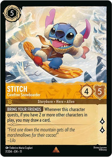 Stitch - Carefree Snowboarder 7/204 Rare Winterspell Lorcana Near Mint