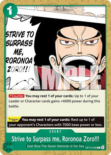 Strive to Surpass me, Roronoa Zoro!!! OP14-036 The Azure Sea's Seven One Piece NM