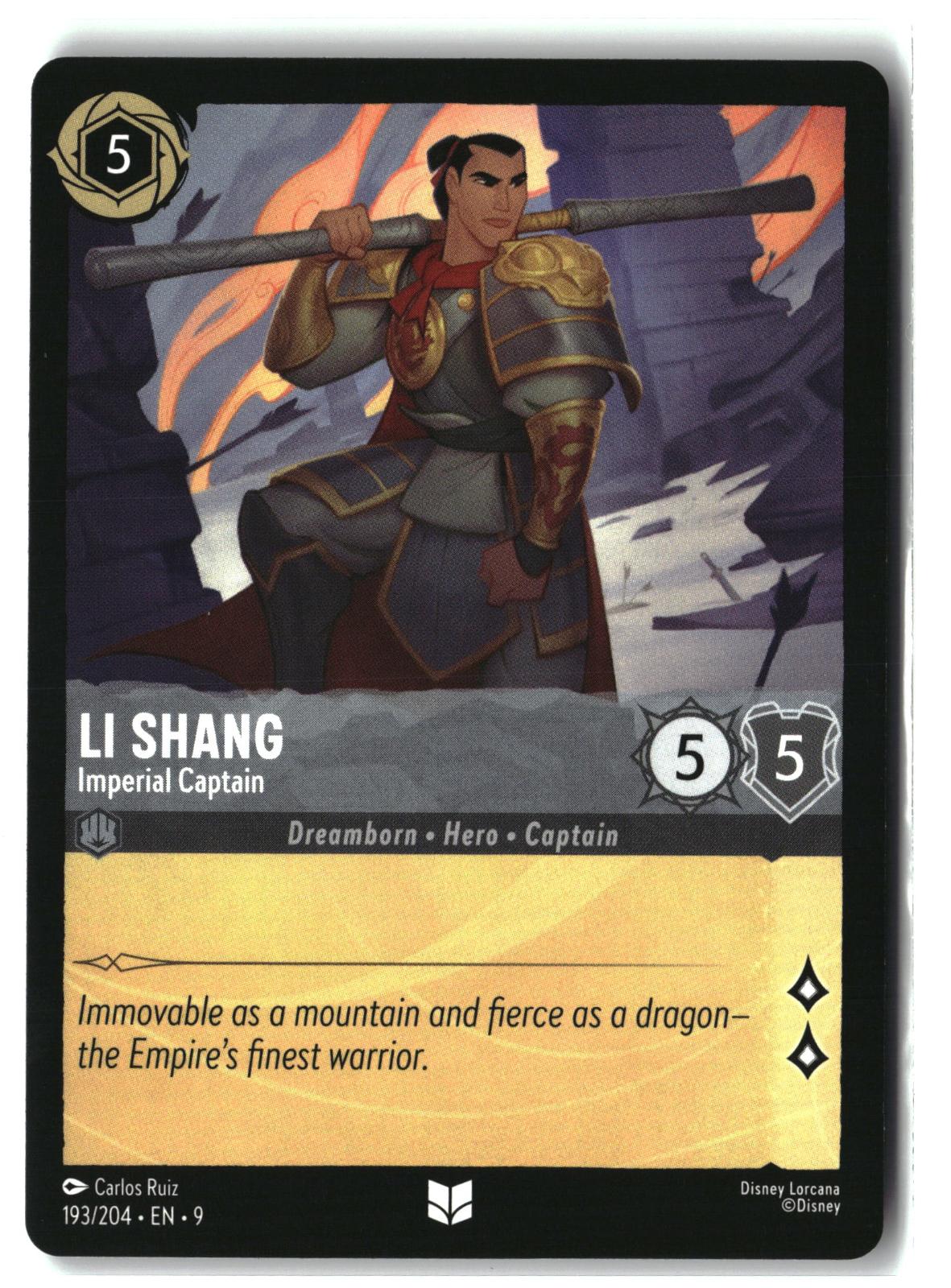 Li Shang - Imperial Captain 193/204 Uncommon Fabled Lorcana Lightly Played