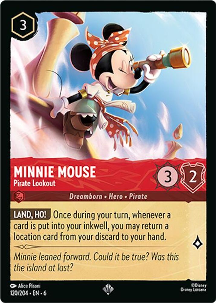 Minnie Mouse - Pirate Lookout 120/204 Super Rare Azurite Sea Lorcana Near Mint