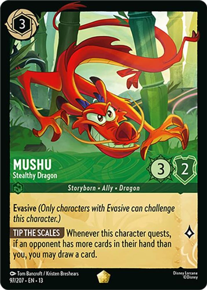 Mushu - Stealthy Dragon 97/204 Legendary Attack of the Vine! Lorcana Near Mint