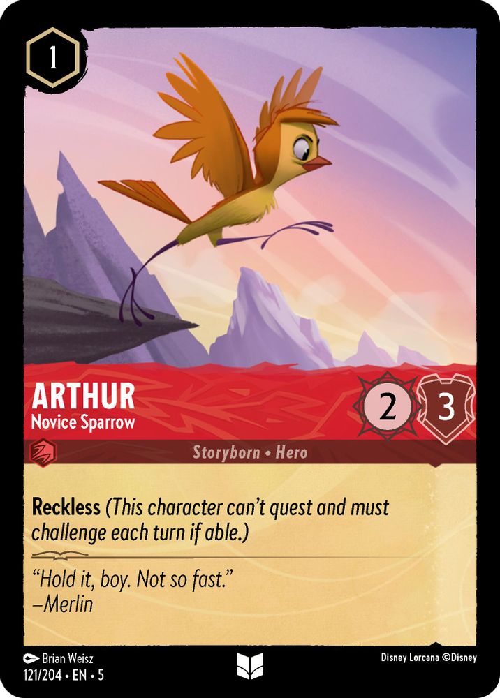 Arthur - Novice Sparrow 121/204 Uncommon Shimmering Skies Lorcana Near Mint