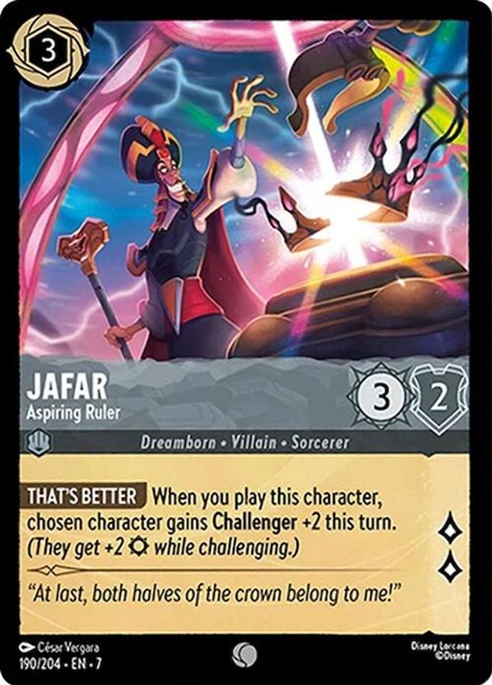 Jafar - Aspiring Ruler 190/204 Common Archazia's Island Lorcana Near Mint