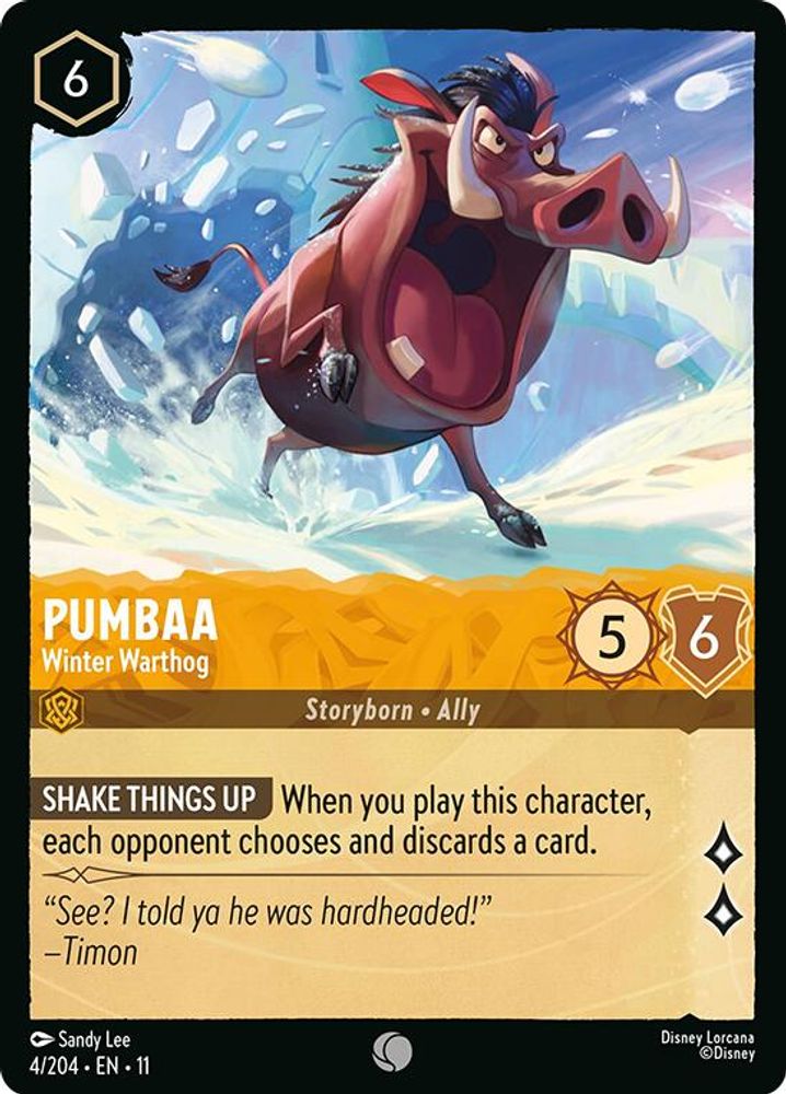 Pumbaa - Winter Warthog 4/204 Common Winterspell Lorcana Near Mint