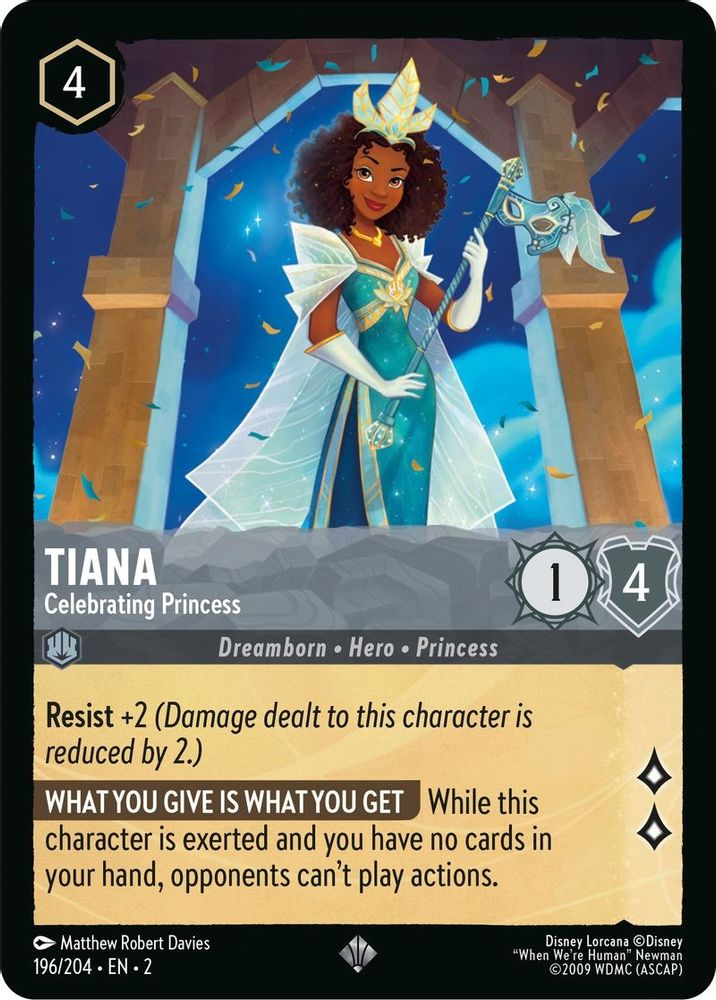 Tiana - Celebrating Princess 196/204 Super Rare Rise of the Floodborn Lorcana NM