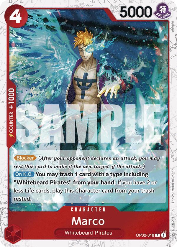 Marco (Jolly Roger Foil) OP02-018 Rare Premium Booster -The Best- One Piece NM