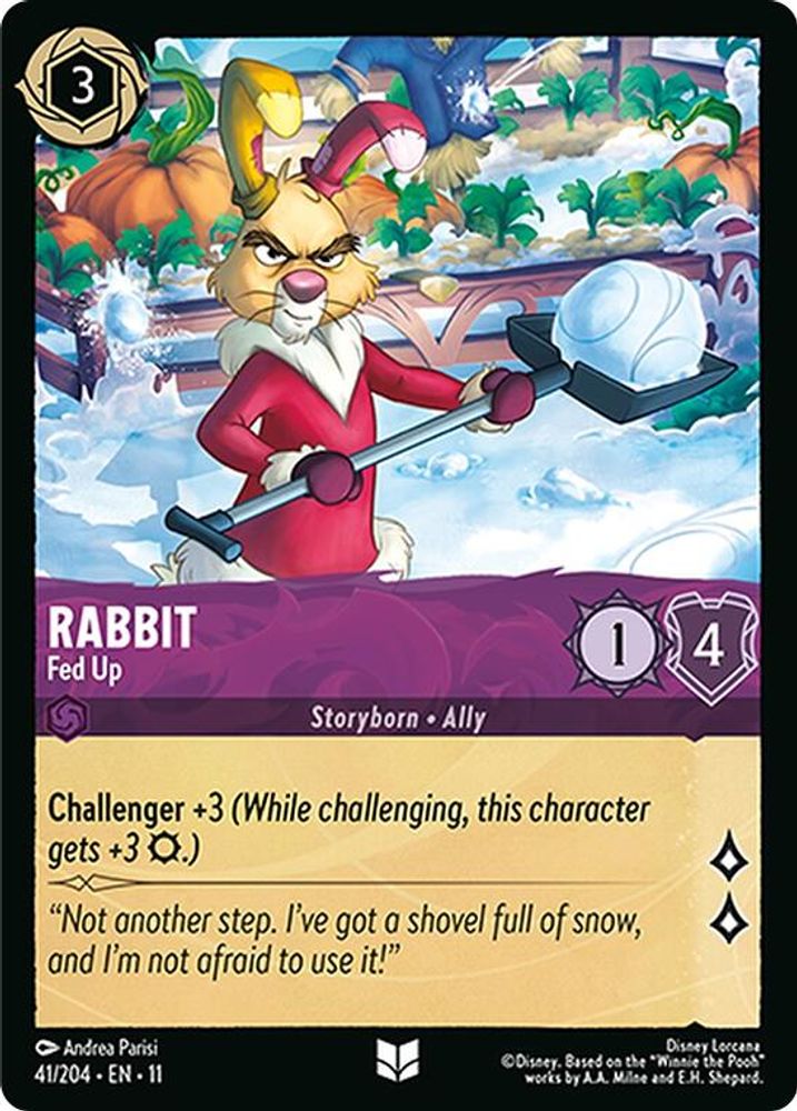 Rabbit - Fed Up 41/204 Uncommon Winterspell Lorcana Near Mint