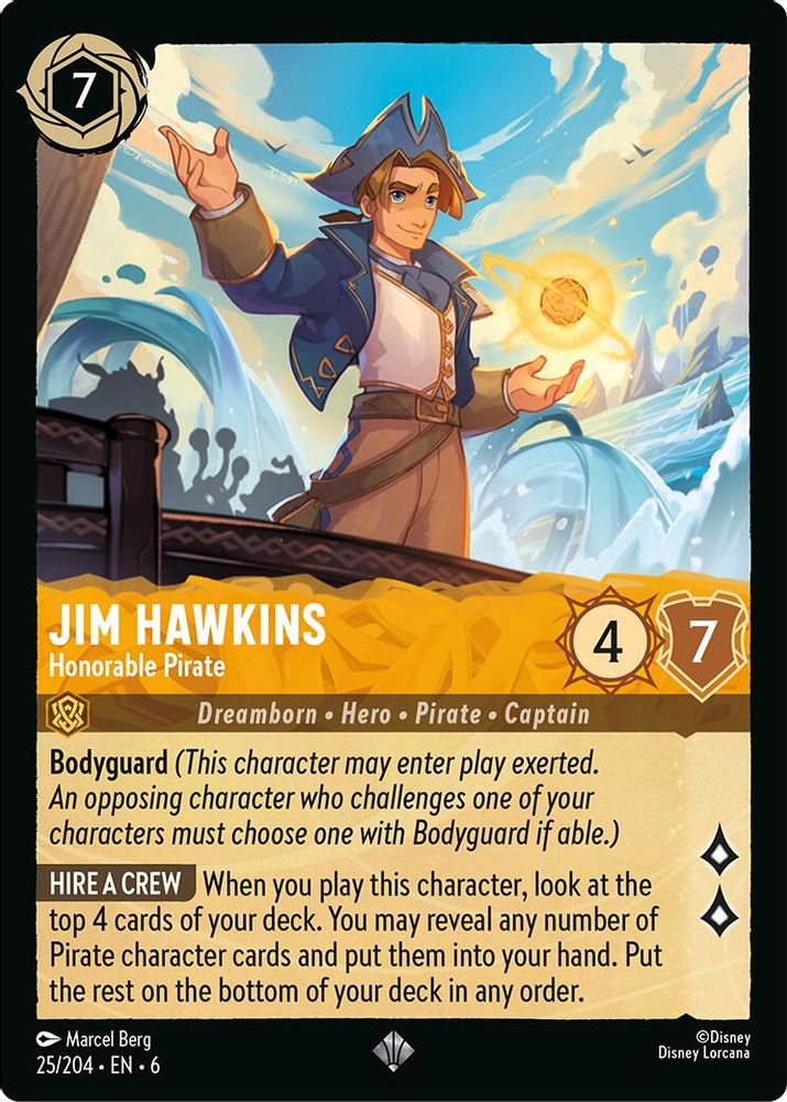 Jim Hawkins - Honorable Pirate 25/204 Super Rare Azurite Sea Lorcana Near Mint