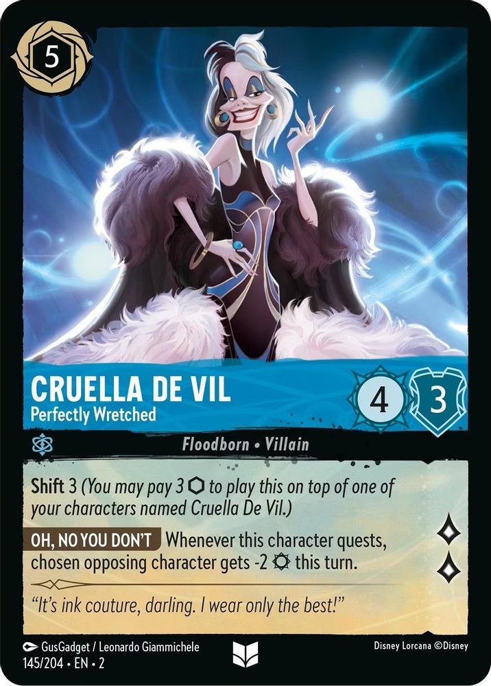 Cruella De Vil - Perfectly Wretched 145/204 Rise of the Floodborn Lorcana NM