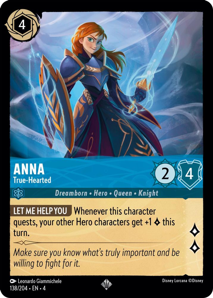 Anna - True-Hearted 138/204 Super Rare Ursula's Return Lorcana Near Mint