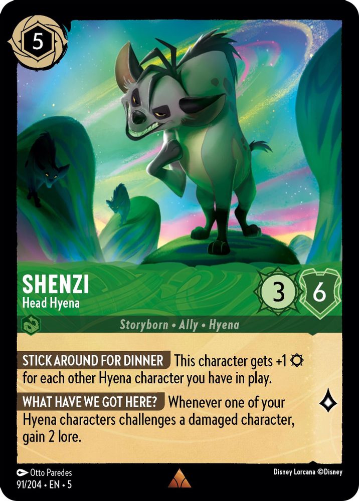 Shenzi - Head Hyena 91/204 Rare Shimmering Skies Lorcana Near Mint