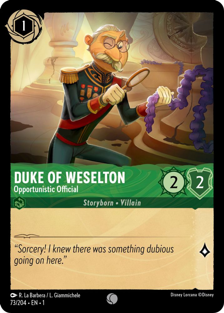 Duke of Weselton - Opportunistic Official 73/204 The First Chapter Lorcana NM