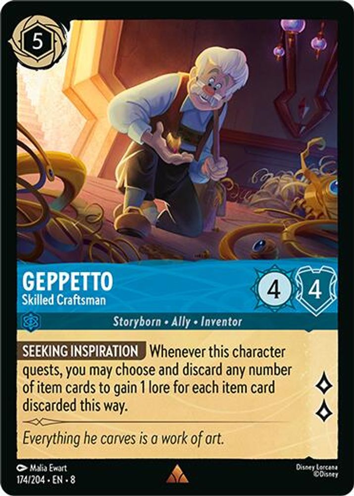 Geppetto - Skilled Craftsman 174/204 Rare Reign of Jafar Lorcana Near Mint