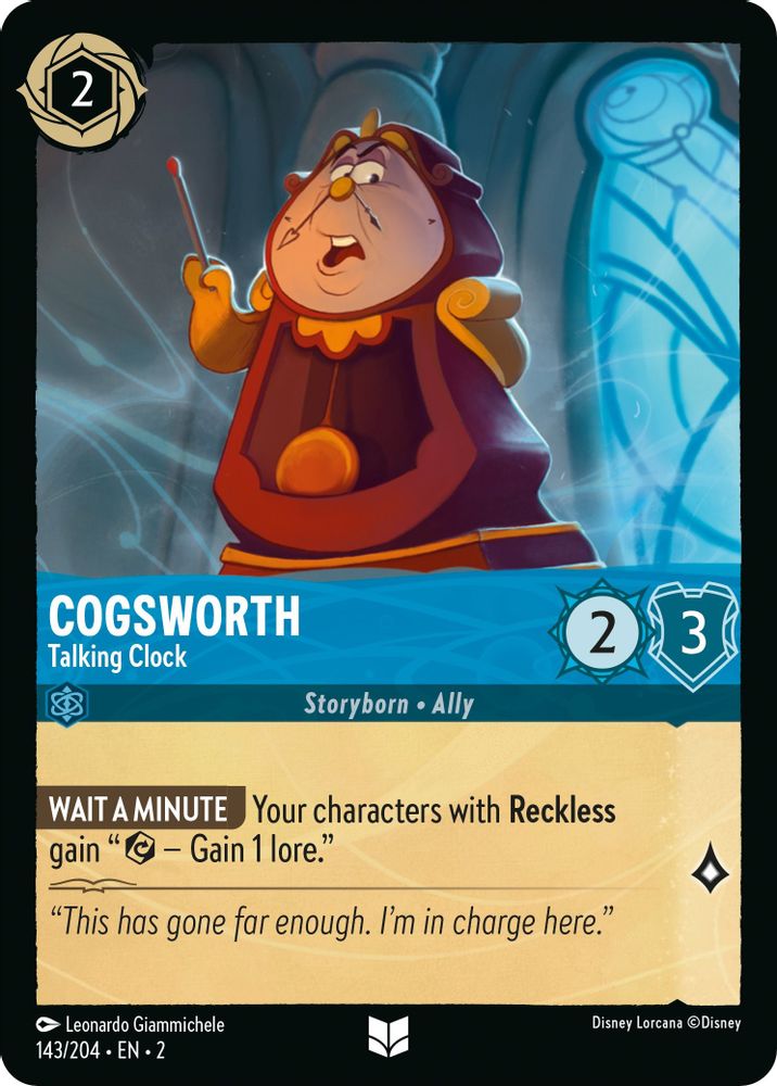 Cogsworth - Talking Clock 143/204 Uncommon Rise of the Floodborn Lorcana NM