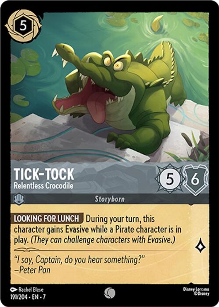 Tick-Tock - Relentless Crocodile 191/204 Common Archazia's Island Lorcana NM