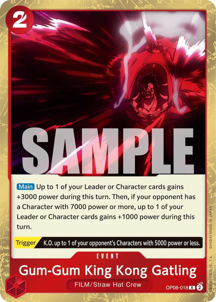 Gum-Gum King Kong Gatling OP06-018 Rare Wings of the Captain One Piece Foil NM