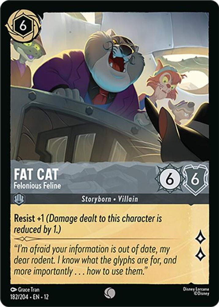 Fat Cat - Felonious Feline 182/204 Common Wilds Unknown Lorcana Near Mint