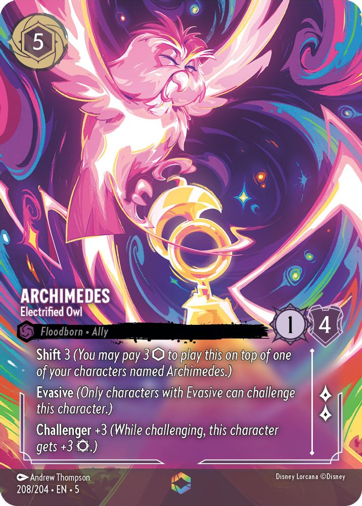 Archimedes - Electrified Owl (Enchanted) 208/204 Lorcana Holo NM
