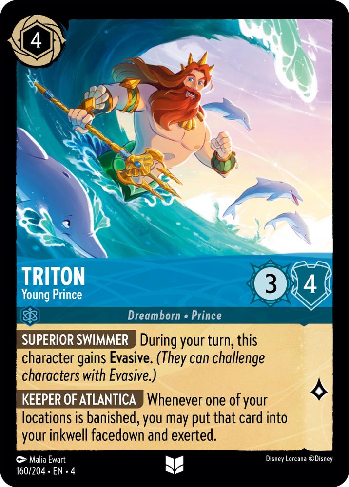Triton - Young Prince 160/204 Uncommon Ursula's Return Lorcana Near Mint