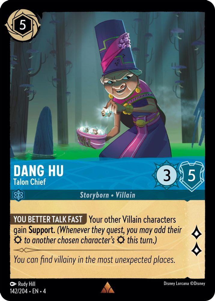 Dang Hu - Talon Chief 142/204 Rare Ursula's Return Lorcana Near Mint