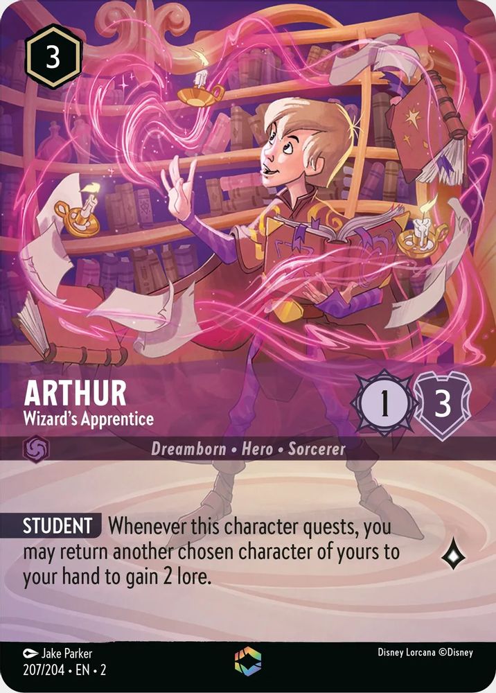 Arthur - Wizard's Apprentice (Enchanted) 207/204 Rise of the Floodborn Lorcana Holo NM