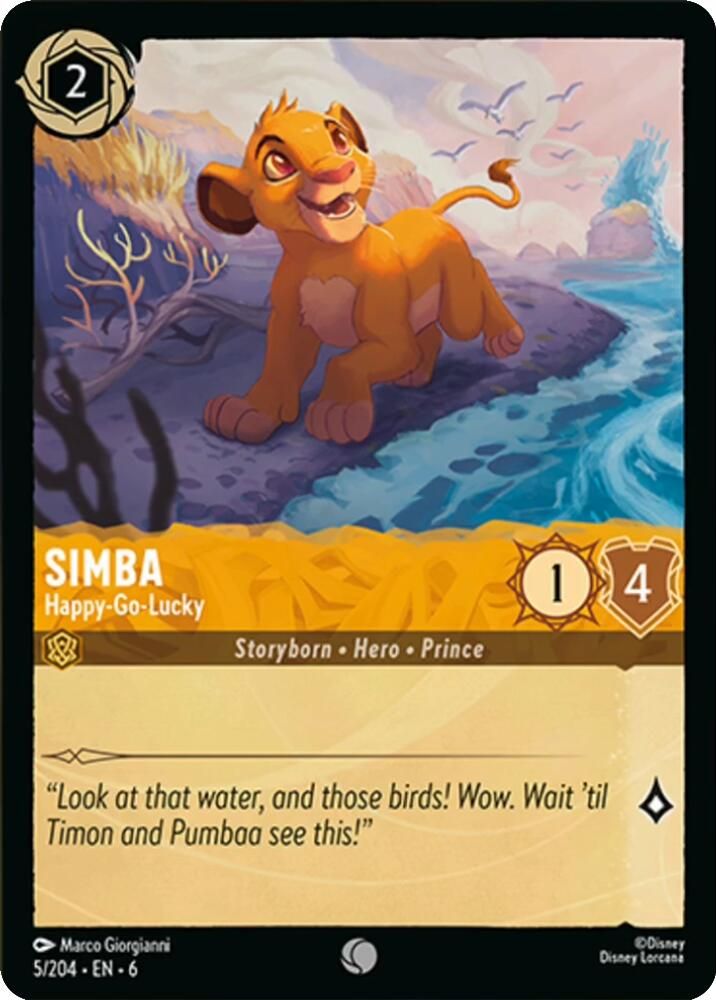 Simba - Happy-Go-Lucky 5/204 Common Azurite Sea Lorcana Near Mint
