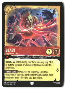 Beast - Aggressive Lord 113/204 Uncommon Whispers in the Well Lorcana LP