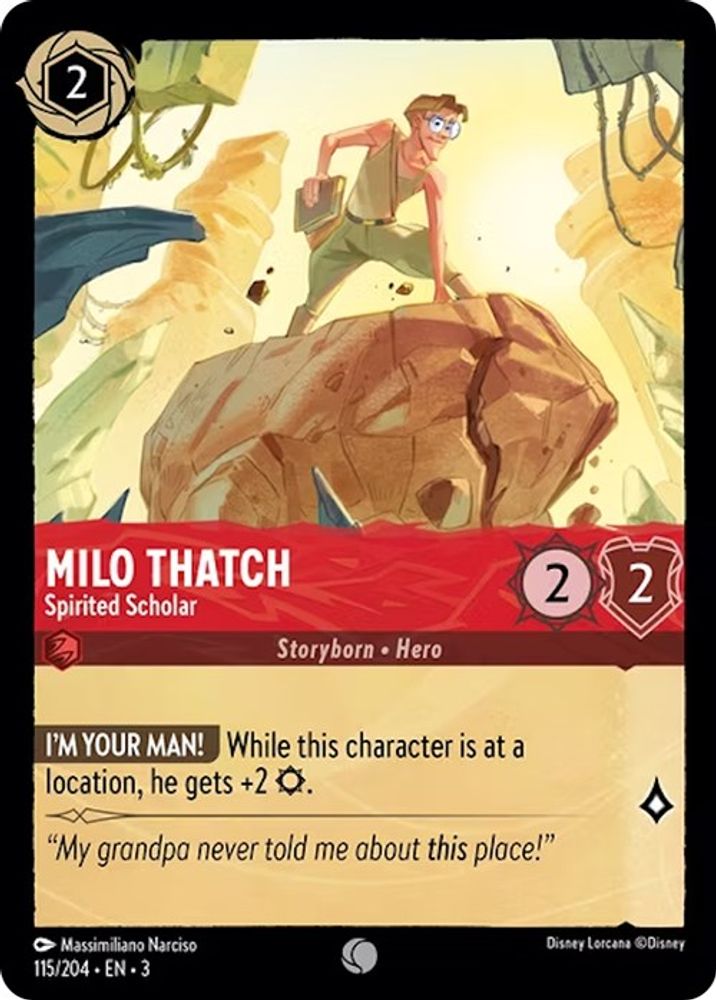 Milo Thatch - Spirited Scholar 115/204 Common Into the Inklands Lorcana NM