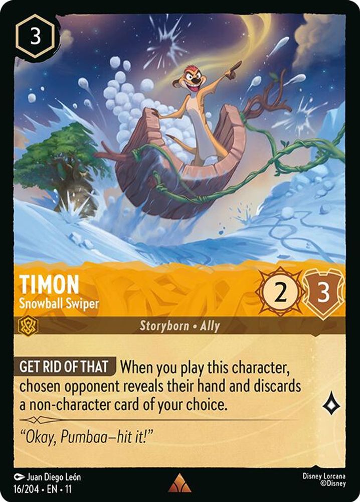 Timon - Snowball Swiper 16/204 Rare Winterspell Lorcana Near Mint
