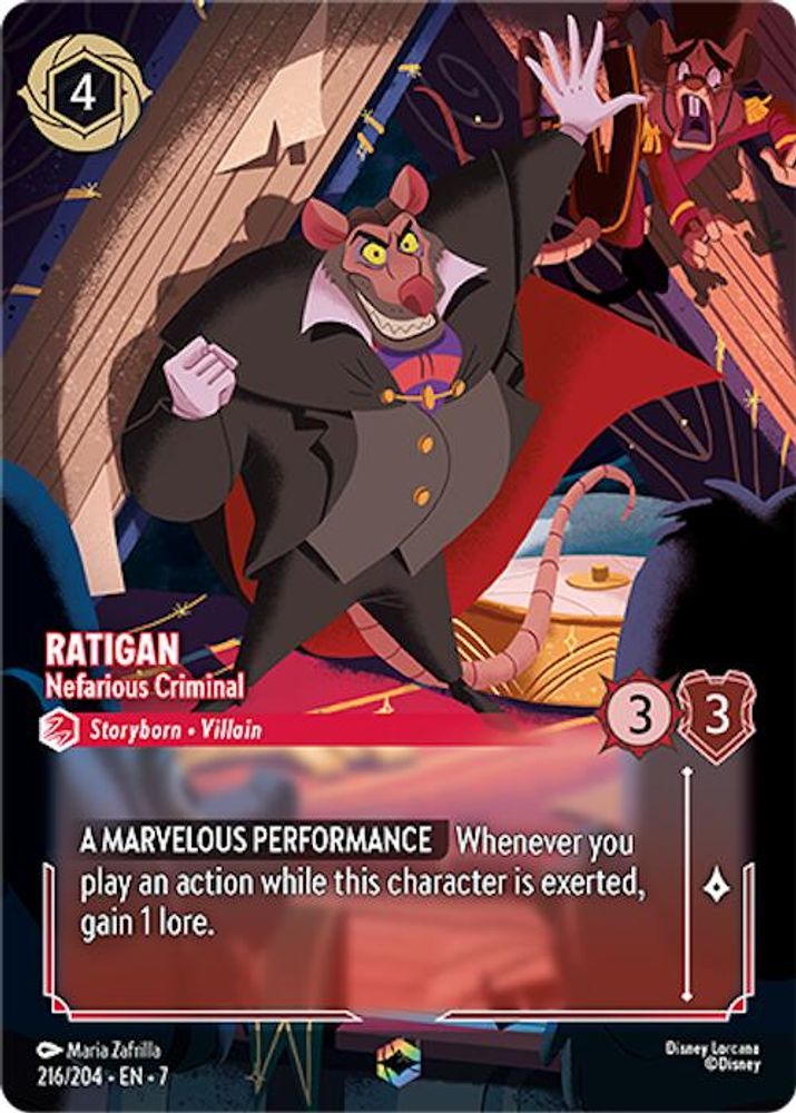 Ratigan - Nefarious Criminal (Enchanted) 216/204 Lorcana Holo NM