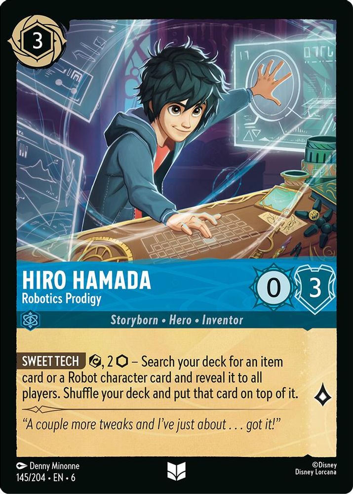Hiro Hamada - Robotics Prodigy 145/204 Uncommon Azurite Sea Lorcana Near Mint