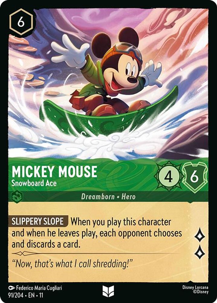 Mickey Mouse - Snowboard Ace 91/204 Uncommon Winterspell Lorcana Near Mint