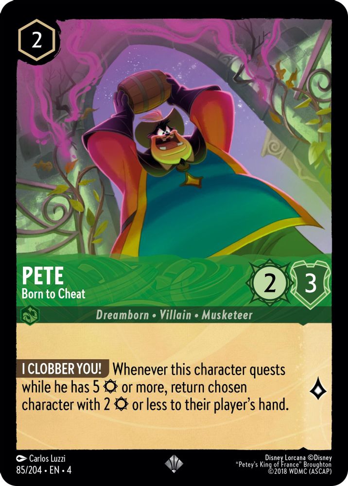 Pete - Born to Cheat 85/204 Super Rare Ursula's Return Lorcana Near Mint