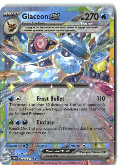 Glaceon ex 026/131 Holo Double Rare Prismatic Evolutions Pokemon Holo Near Mint