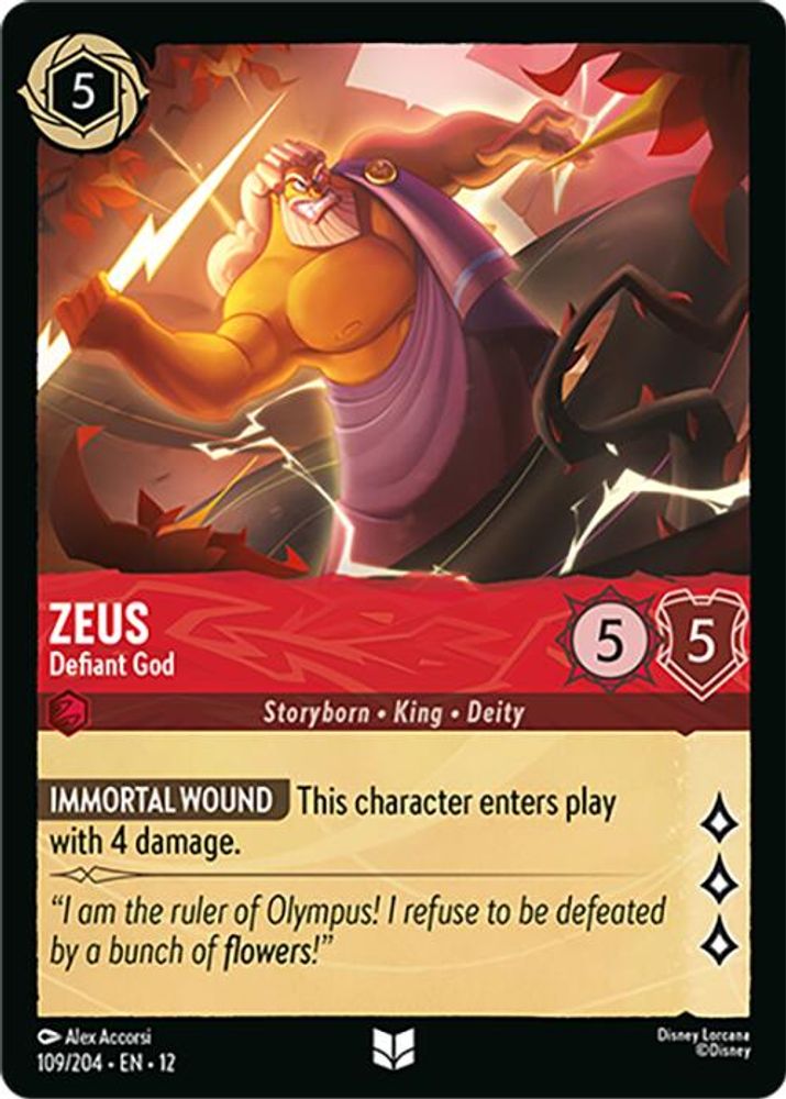 Zeus - Defiant God 109/204 Uncommon Wilds Unknown Lorcana Near Mint