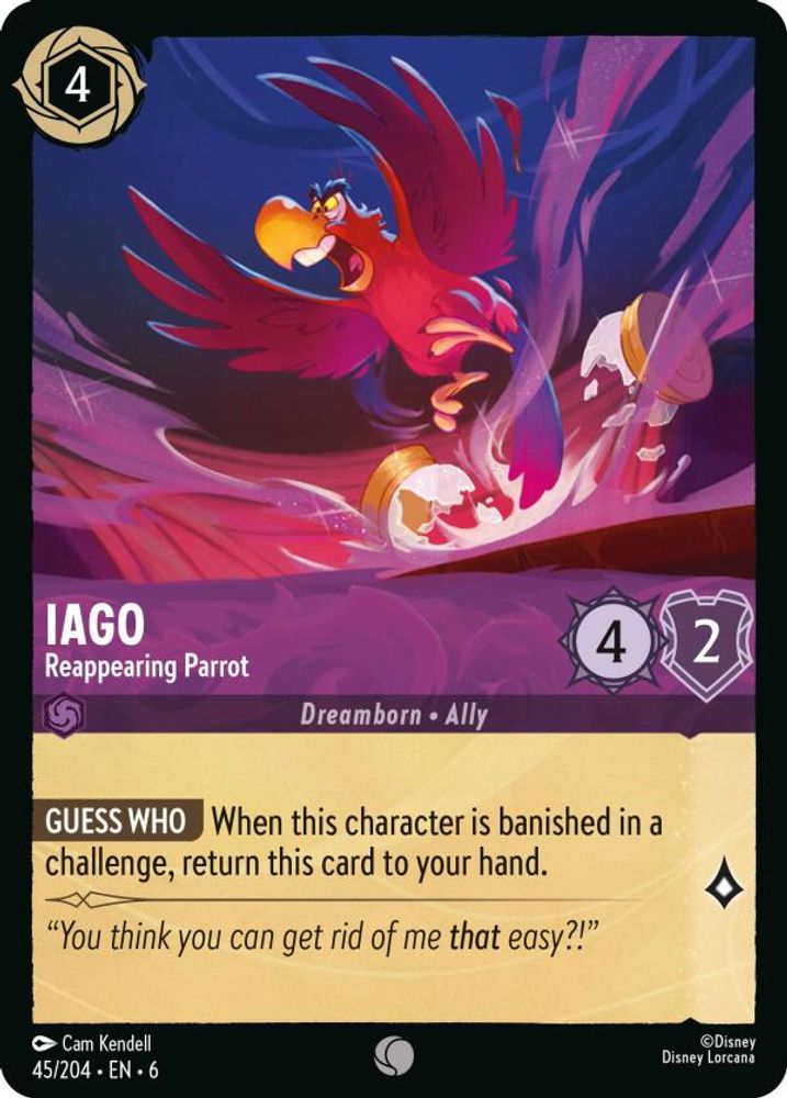 Iago - Reappearing Parrot 45/204 Common Azurite Sea Lorcana Near Mint