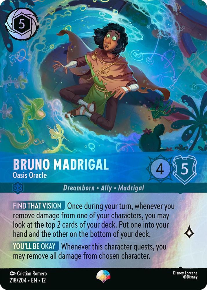 Bruno Madrigal - Oasis Oracle (Epic) 218/204 Epic Wilds Unknown Lorcana Holo NM