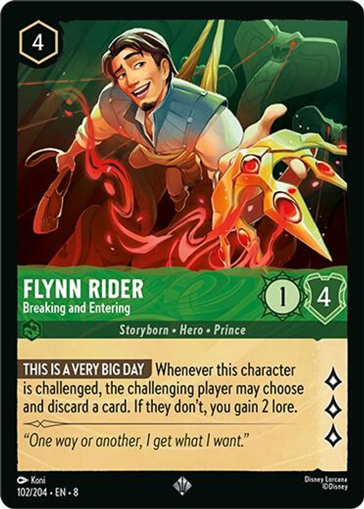 Flynn Rider - Breaking and Entering 102/204 Super Rare Reign of Jafar Lorcana NM
