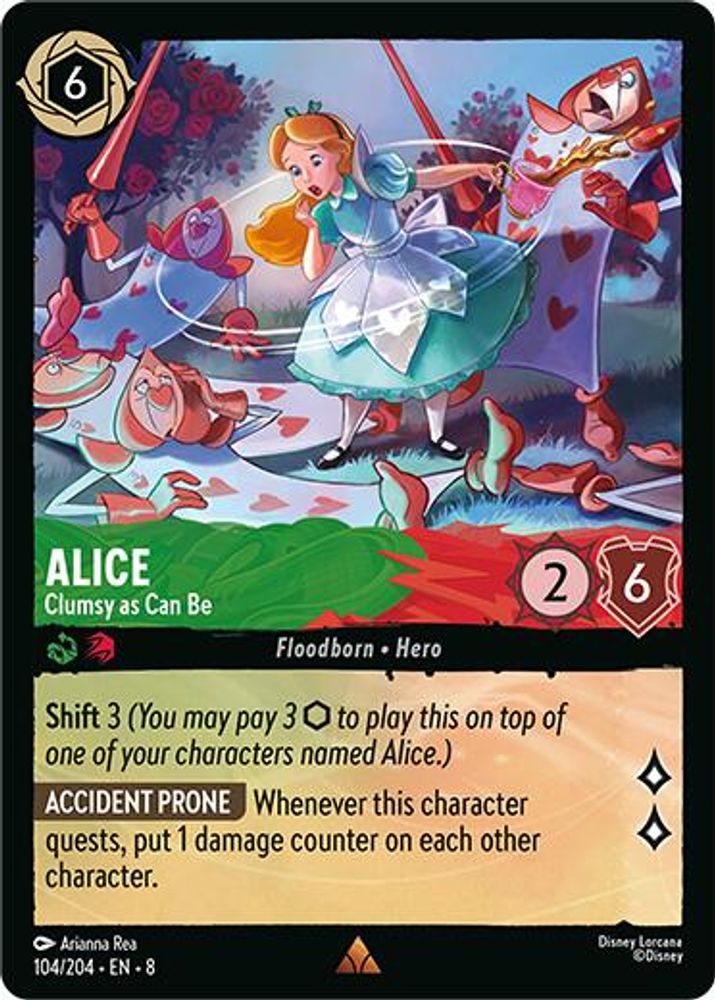 Alice - Clumsy as Can Be 104/204 Rare Reign of Jafar Lorcana Near Mint