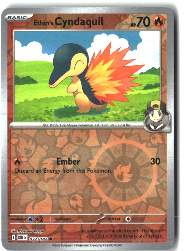 Ethan's Cyndaquil 032/182 Common Destined Rivals Pokemon Reverse Holo Near Mint