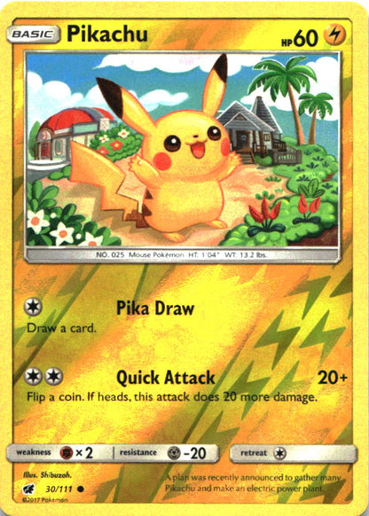 Pikachu 30/111 Common Crimson Invasion Pokemon Lightly Played
