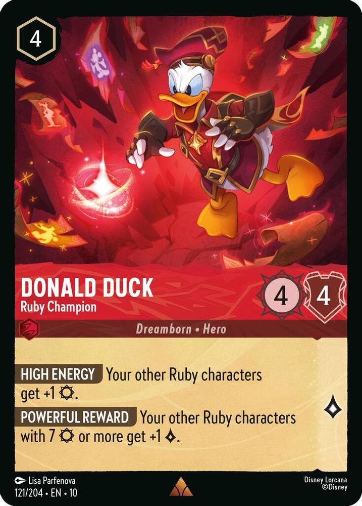 Donald Duck - Ruby Champion 121/204 Rare Whispers in the Well Lorcana Near Mint